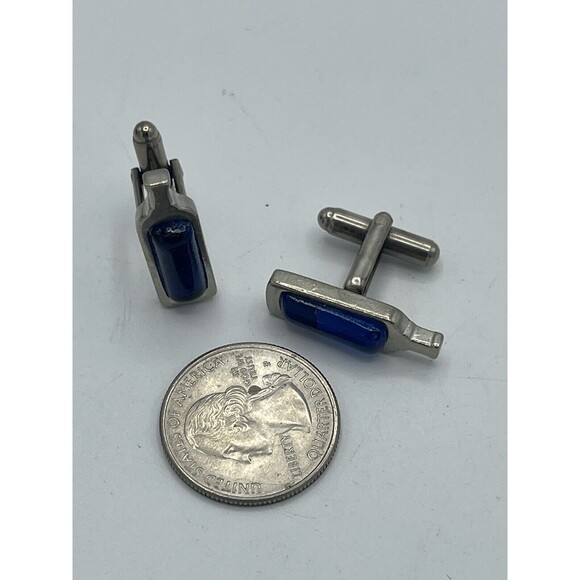 Men’s Blue Glass Bottle Cuff Links - Picture 8 of 8